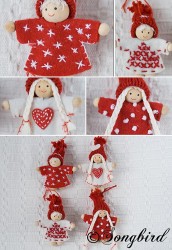 Red White Christmas Puppets Ornaments 2 White Red Christmas Puppets Ornaments