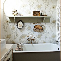 Peacock Wallpaper in Bathroom
