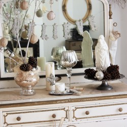 White and silver Christmas vignette