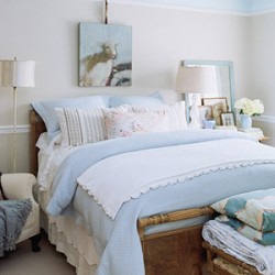 Bleu, brown and white bedroom (from BHG)