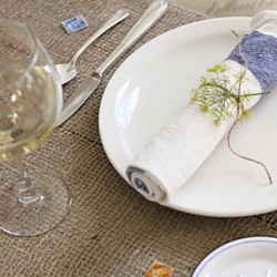 French Inspired Table Setting [Love the scattered post stamps]