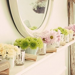 Lovely Mantel decor at French Larkspur