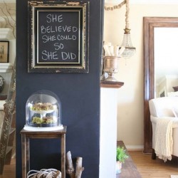 Beautiful Chalkboard wall with a quote to remember by The Old Painted Cottage