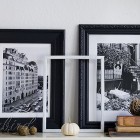 Fall mantel decoration in black, white and brown