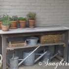 worktable made out of old garden table