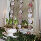 Songbird Christmas Mantel Decor in red and white