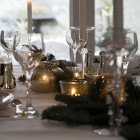 Christmas table setting silver green