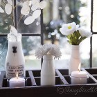 white vases and flowers Spring decorating