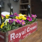 vintage crate with colorful Spring flowers