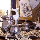 silver and gold vintage Christmas decoration center piece