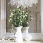winter mantel decoration with flowers