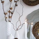 Mantel decoration in white and brown