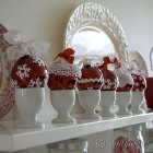 personalized Christmas decorations in red white in the kitchen