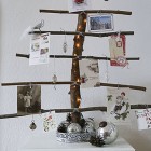 homemade Christmas tree branches display Christmas cards (1)