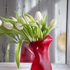 tulips in red moldable vase