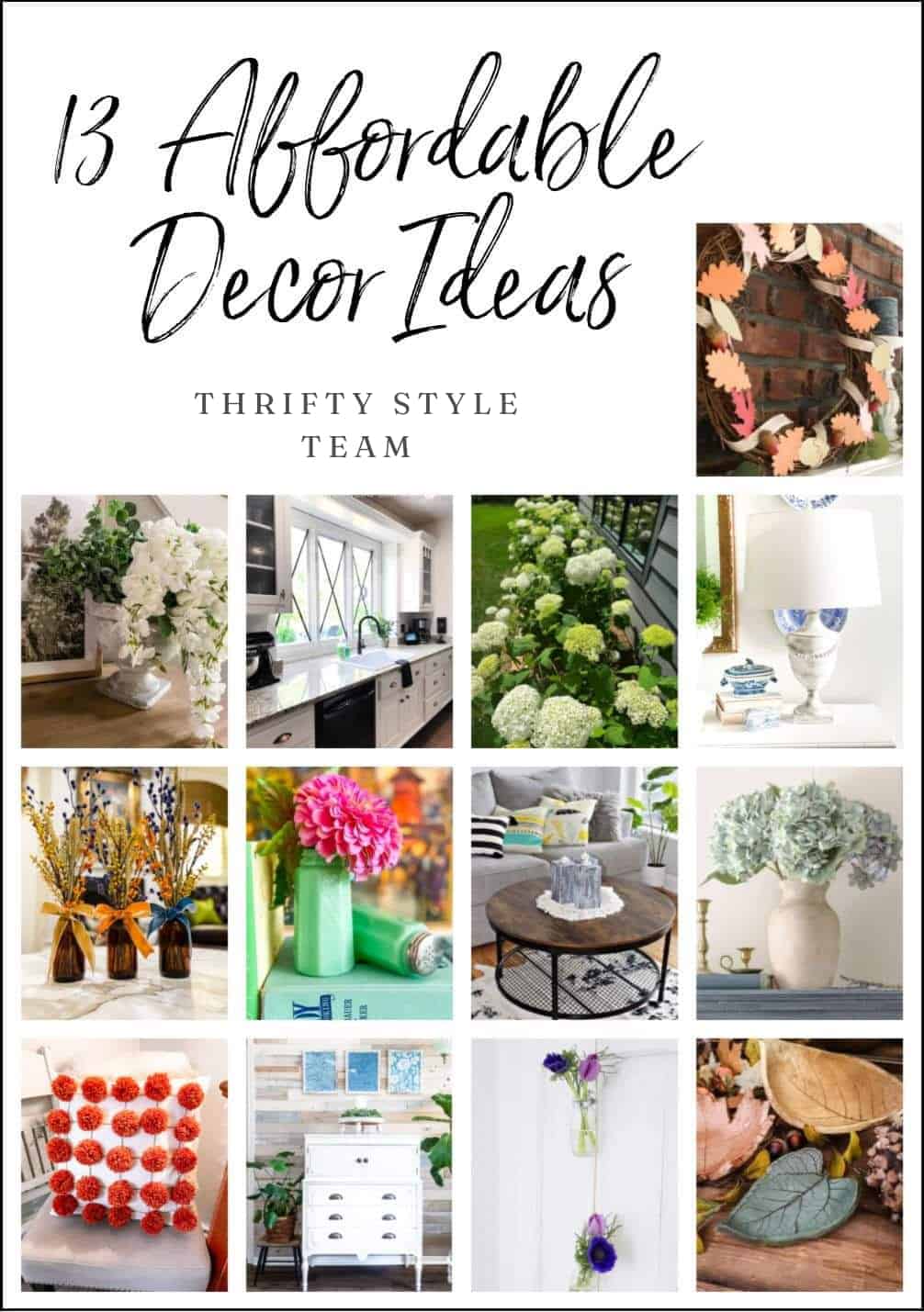 Collage with images of thrifty decor ideas