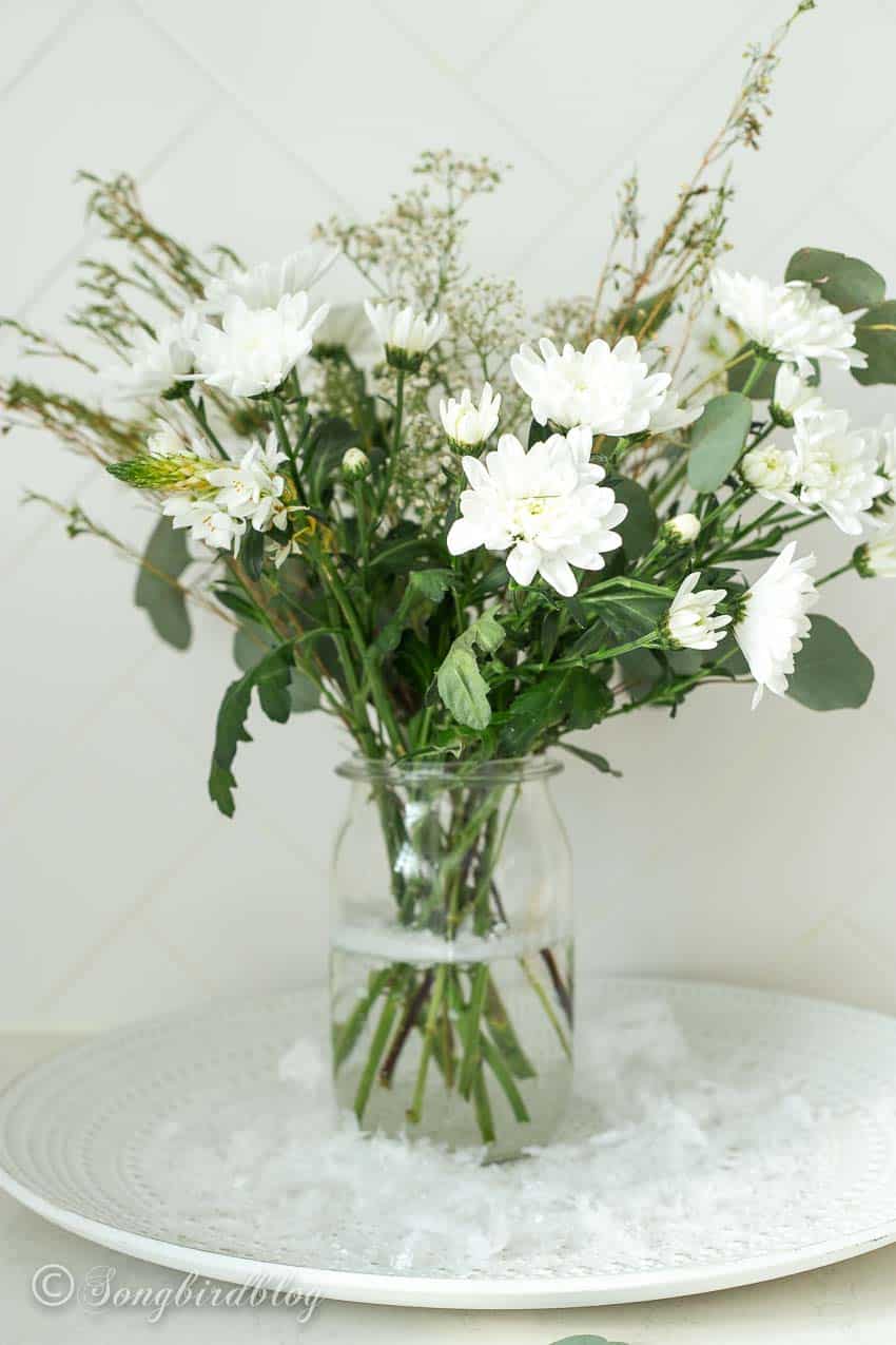 diy winter white arrangement fresh flowers