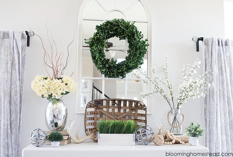 farmhouse summer mantel decor