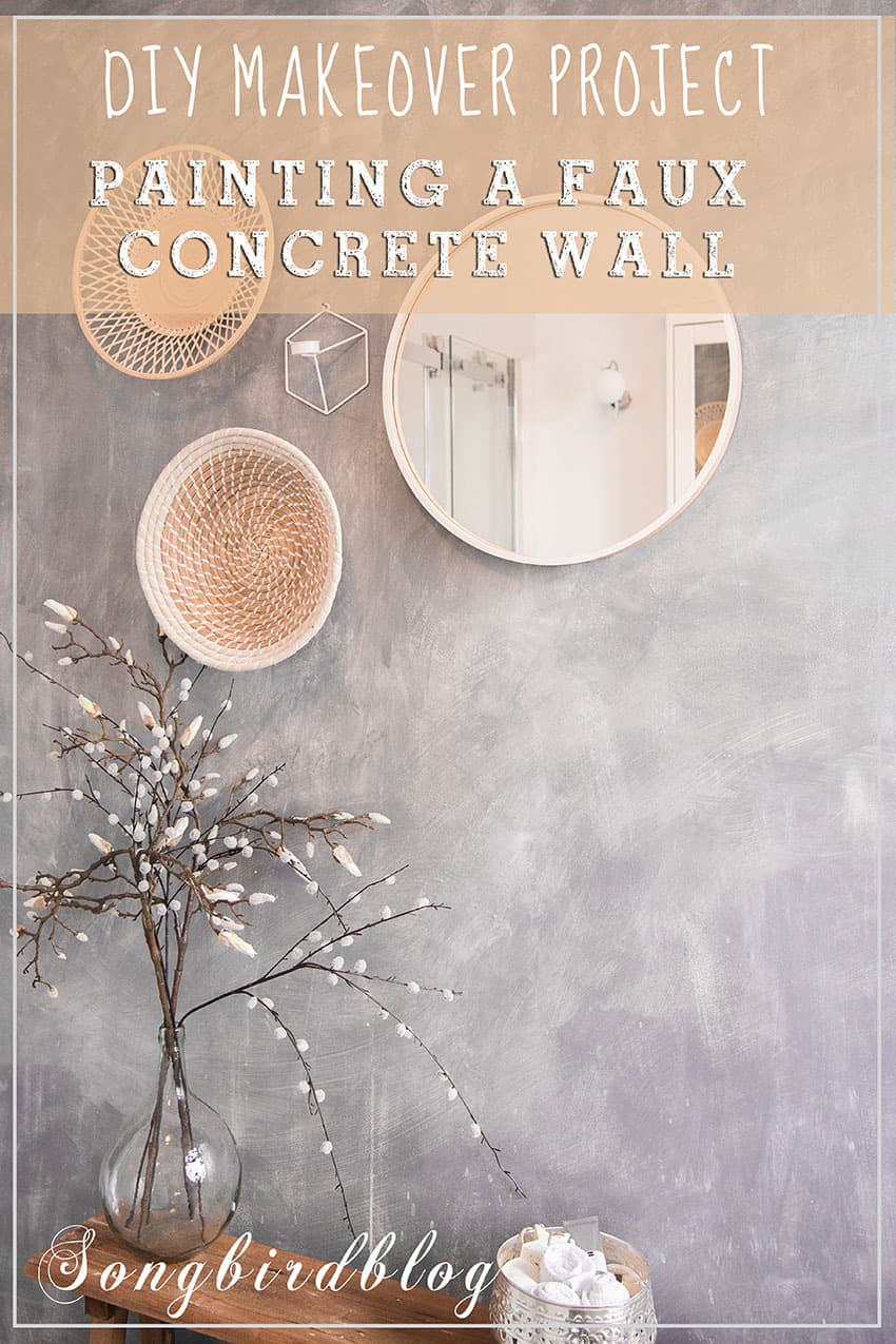 faux concrete wall with accessories