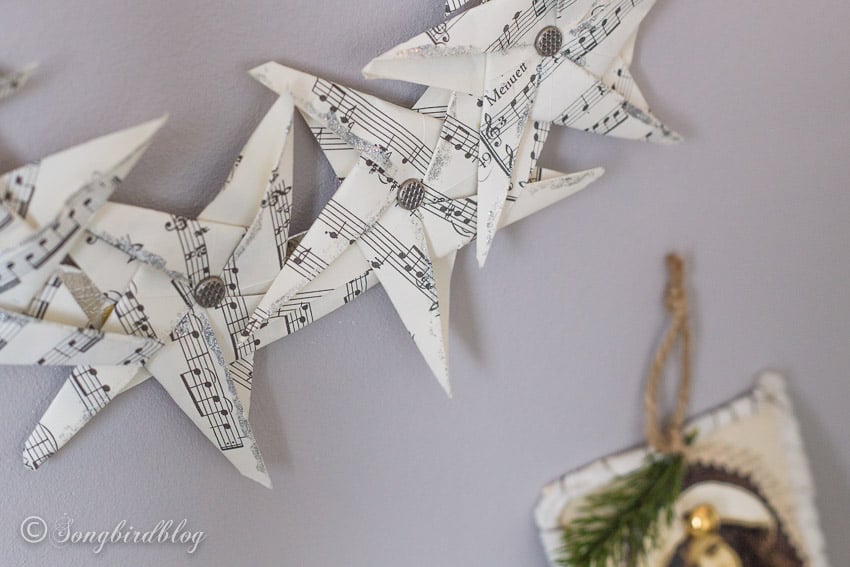 Christmas wreath with vintage paper stars